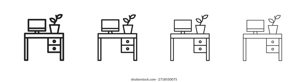 Workspace icons, Set of linear icons. Black linear palm icons