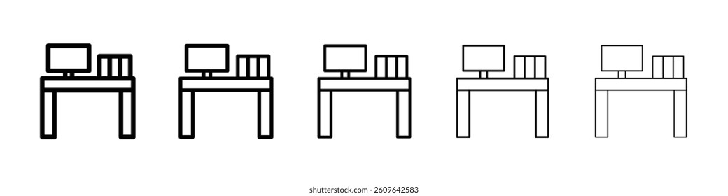 Workspace icons vectors set in different stroke lines