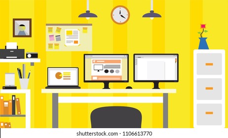 Workspace Illustration Flat Design