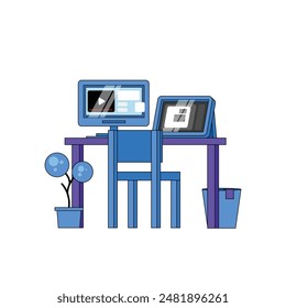 workspace illustration, flat illustration style, isolated background