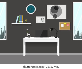 workspace interior home modern design wall room table