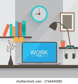 Espacio de trabajo con ilustración de diseño de laptop