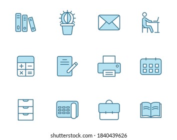 workspace linear vector icons in two colors isolated on white background. workspace blue icon set for web design, ui, mobile apps and print