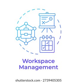 Workspace management blue gradient concept icon. Business planning, project management. Round shape line illustration. Abstract idea. Graphic design. Easy to use in presentation, article