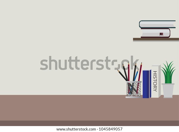 Workspace Mock Marble Tabletop Vintage Books Stock Vector Royalty