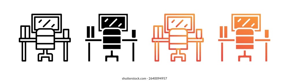 Workspace Multi Style Icon Set Vector