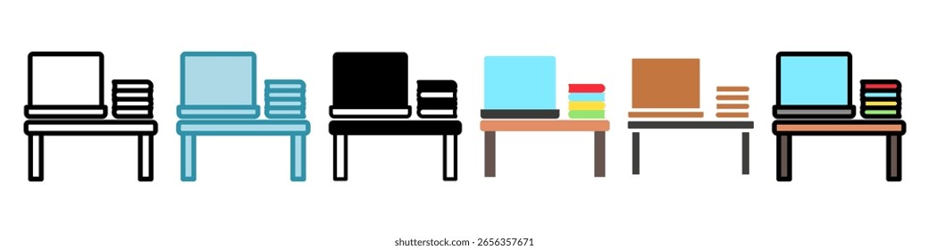 Workspace multi style, mini illustration icon set. Vector for modern concept, print, UI, UX kit, web and app development. related to remote working, work from home


