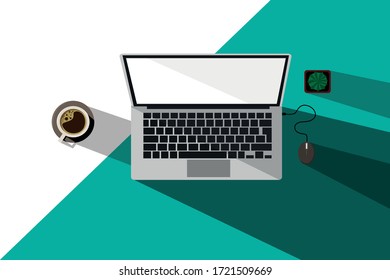 Workspace - Notebook computer Flat design vector image