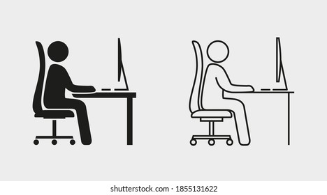 Workspace in office, space sitting person. Coronovirus epidemic protective. Vector illustration 