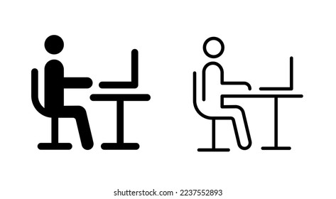 Workspace in office, space sitting person. Coronovirus epidemic protective. Vector illustration