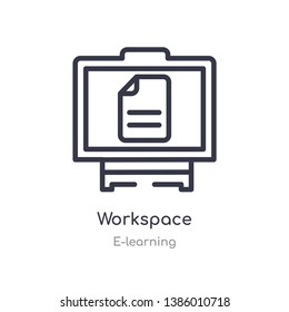 workspace outline icon. isolated line vector illustration from e-learning collection. editable thin stroke workspace icon on white background