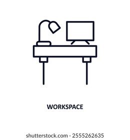 workspace outline icon.  Thin line icon from e learning and education collection. Editable vector isolated on white background