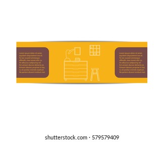 Workspace in outline style. Interior design in vector. Banner with place for text