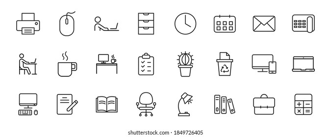 workspace outline vector icons isolated on white. workspace icon set for web and ui design, mobile apps and print products