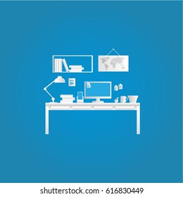 workspace paper style vector white and blue 