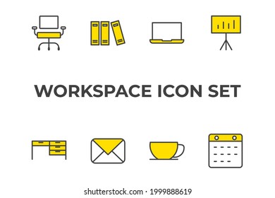 icono conjunto de área de trabajo, icono de signo de conjunto de área de trabajo aislada, ilustración vectorial