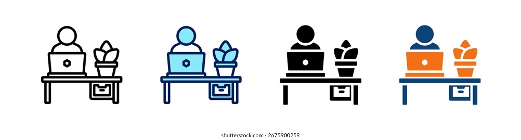 Workspace-Setup Alles in einem Symbol Multi Styles Vektor-Set