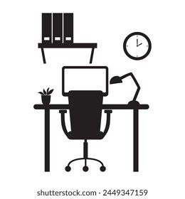 workspace silhouette design. business office sign and symbol.