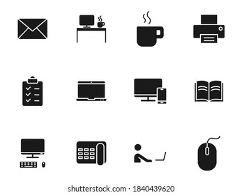 workspace silhouette vector icons isolated on white. workspace icon set for web, mobile apps, ui design and print