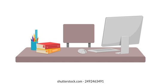 workspace table with computer laptop good quality