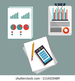 Workspace in top view. Top view. Vector illustration
