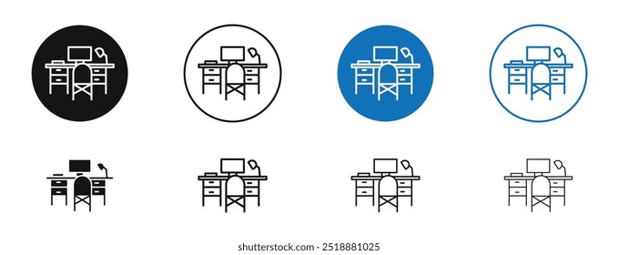 Icono de Vector de Espacio de trabajo en colores negro y azul