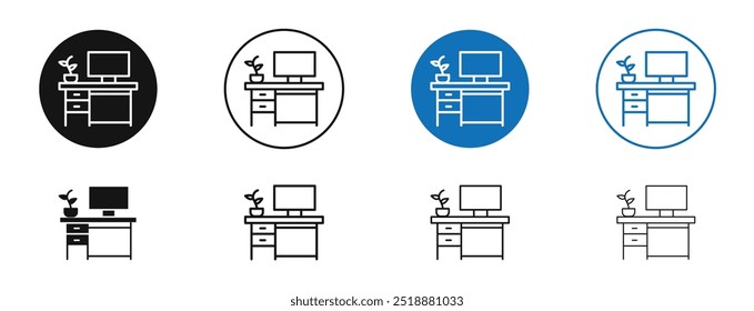 Icono de Vector de Espacio de trabajo en colores negro y azul