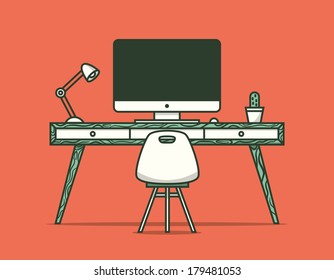 Workspace. Vector illustration. 