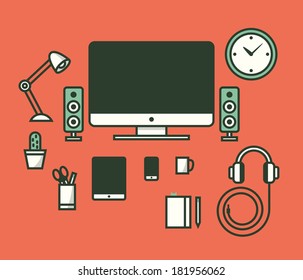 Workspace. Vector illustration.