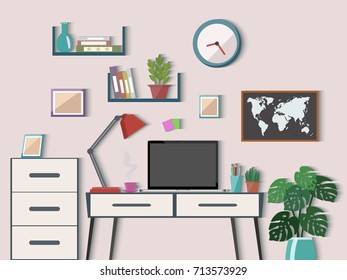 Workspace vector illustration.