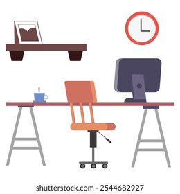 
Design de ilustração vetorial de espaço de trabalho com fundo branco.