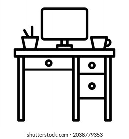 Workspace Vector Outline Icon Isolated On White Background
