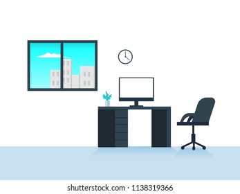 Workspace, web, Computer, Vector illustration