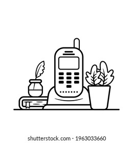 Workspace for work from home illustration. Freelance or Programmer work from home icon concept