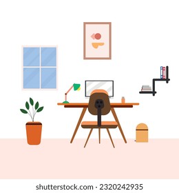 Workspace,ilustración de dibujos animados de vector plano eps 10