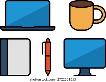 Workstation essentials archivo de taza y Vector de pluma