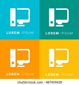 Workstation Four Color Material Designed Icon / Logo