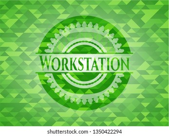 Workstation green emblem with mosaic background