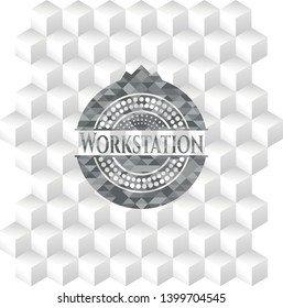Workstation grey emblem with cube white background