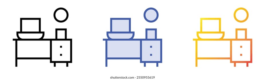 workstation icon. Linear, Blue Fill and Gradient Style Design Isolated On White Background