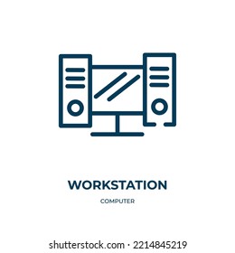 Workstation Icon. Linear Vector Illustration From Computer Collection. Outline Workstation Icon Vector. Thin Line Symbol For Use On Web And Mobile Apps, Logo, Print Media.