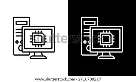 Workstation With Icon Set Design