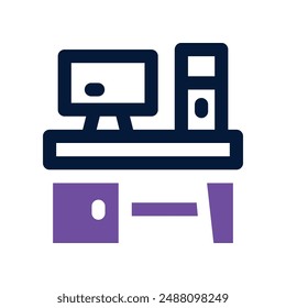 icono de estación de trabajo. Vector de doble tono para su Sitio web, móvil, presentación y diseño de logotipo.