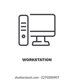 workstation icons. Thin line workstation, office icon from computer and tech collection. Outline vector isolated on white background. Editable workstation symbol can be used web and mobile
