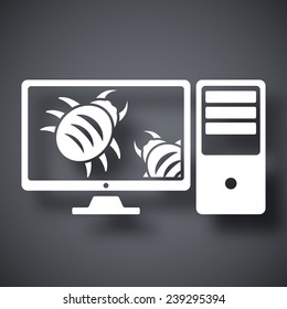 Workstation is infected by malware, vector illustration