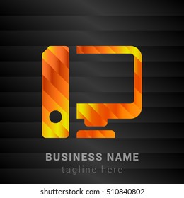 Workstation Orange, Yellow and Black silk fashion premium icon / Logo