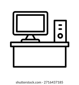 Workstation Outline Icon Vector Illustration