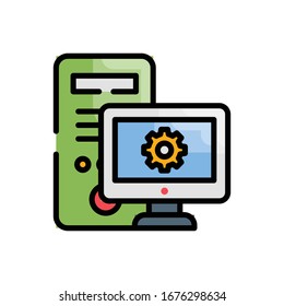 Ilustración de estilo de icono de esquema rellenado por vectores de estación de trabajo.