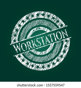 Workstation written on a chalkboard. Vector Illustration. Detailed.