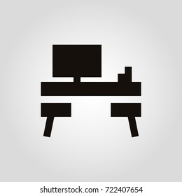 Worktable desk or writing table isolated flat vector icon
